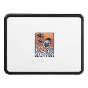 Beach Vibes Pug Vintage Engraving Design_1 Hitch Cover