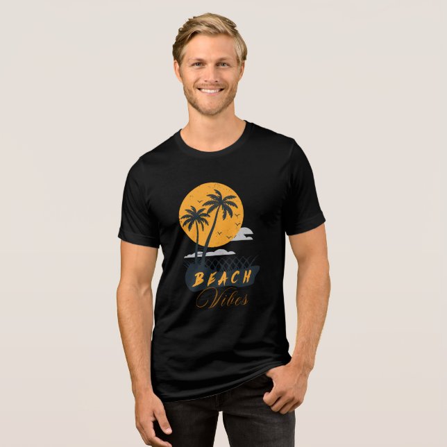 beach vibes retro Tri-Blend shirt (Front Full)