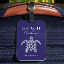 Beach Vibes Sea Turtle Personalized Navy Blue