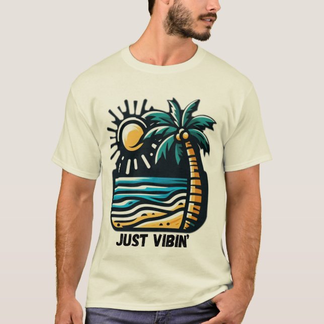 Beach Vibes T-Shirt – Aesthetic Ocean Sunset  (Front)