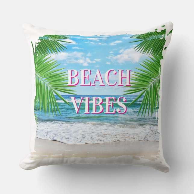 Beach Vibes Throw Pillow (Front)