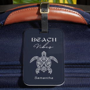 Beach Vibes Tribal Sea Turtle Personalized Luggage Tag