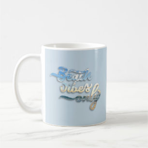 Beach Vibes Typography Blue Coffee Mug