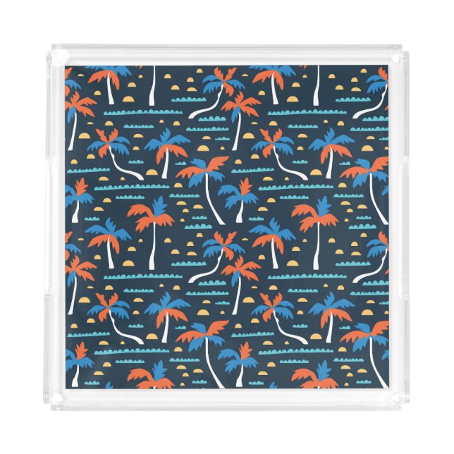 Beach Vibes: Vintage Hawaiian Elegance. Acrylic Tray (Front)