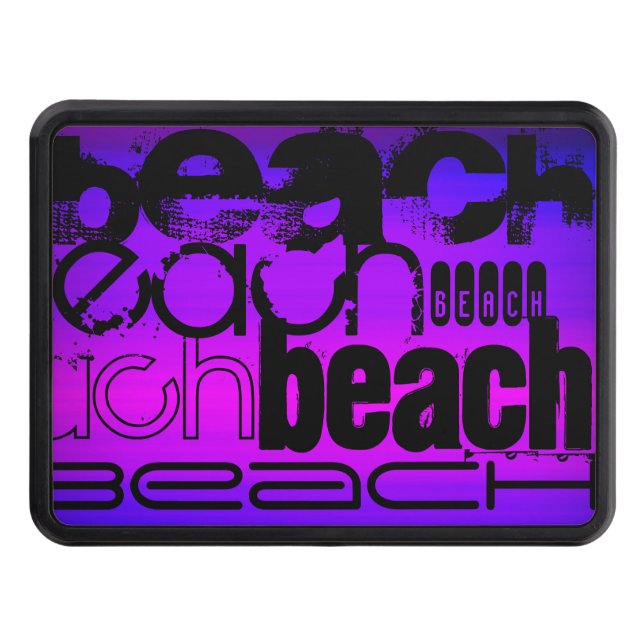 Beach; Vibrant Violet Blue and Magenta Tow Hitch Cover (Front)
