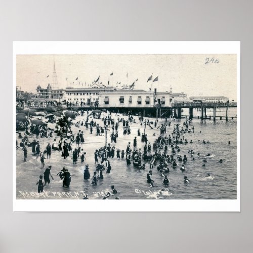 Beach View Asbury Park New Jersey Vintage Poster