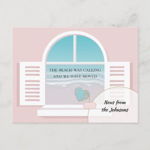 Beach View from New Home Change of Address Announcement Postcard