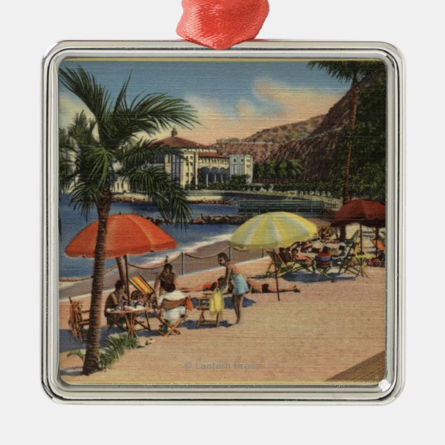 Beach View in Front of Hotel St. Catherine Metal Ornament (Front)
