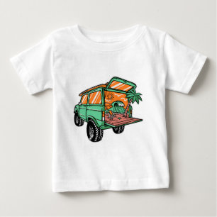 Beach View in the Car Illustration summer fun Baby T-Shirt