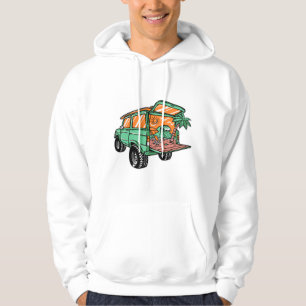 Beach View in the Car Illustration summer fun Hoodie
