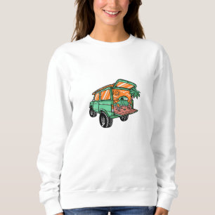 Beach View in the Car Illustration summer fun Sweatshirt