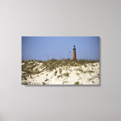 Beach View of Ponce Inlet Lighthouse Wrapped Canva Canvas Print