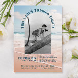 Beach Vintage Photo 80th Birthday Open House Invitation<br><div class="desc">This beach-themed 80th birthday invitation is a sweet way to celebrate a special lady. The front features a spot for a vintage photo with the playful heading this lady's turning 80, set against a soft beach background that feels light and relaxed. There’s plenty of room to add all your party...</div>