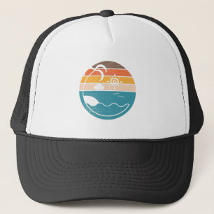 Beach Vintage Sunset Halftone Summer Trucker Hat
