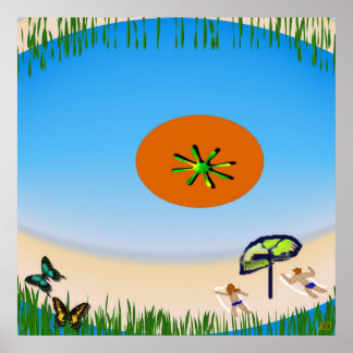 Beach Visions While Mowing Poster