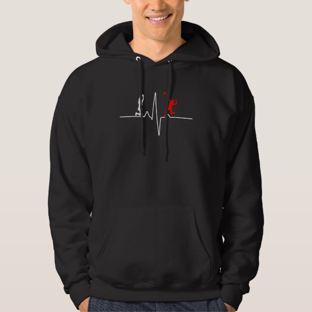 Beach Volley Player Volleyball Player Heartbeat Vo Hoodie (Front)