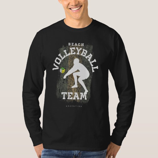 Beach Volleyball Argentina Flag Love Volleyball Pl T-Shirt (Front)