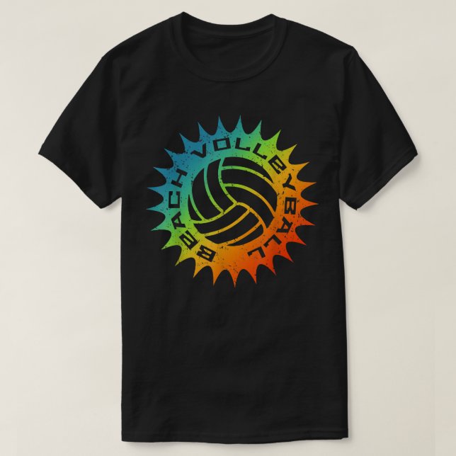 Beach Volleyball   Cool Rainbow Sun Volley Ball te T-Shirt (Design Front)