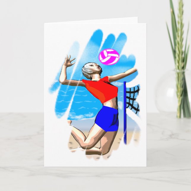 Beach Volleyball Girl Greeting Card (Front)