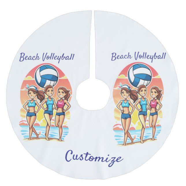 Beach Volleyball Girls Thunder_Cove Brushed Polyester Tree Skirt (Front)