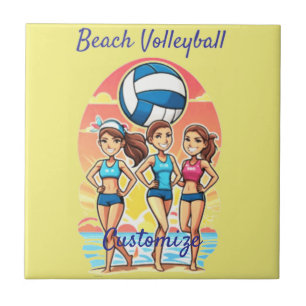 Beach Volleyball Girls Thunder_Cove Ceramic Tile