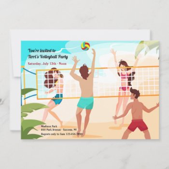 Beach Volleyball Invitation by CottonLamb at Zazzle