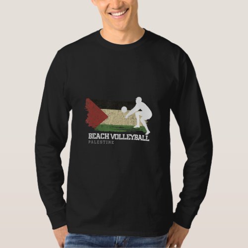 Beach Volleyball Palestine Flag Love Volleyball Pl T_Shirt