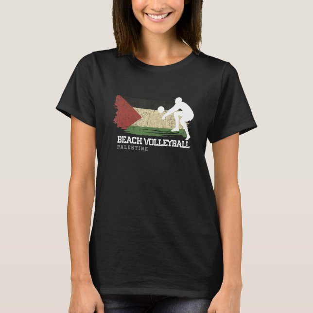 Beach Volleyball Palestine Flag Love Volleyball Pl T-Shirt (Front)