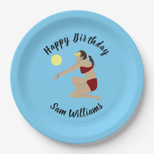 Beach Volleyball Paper Plates (Front)