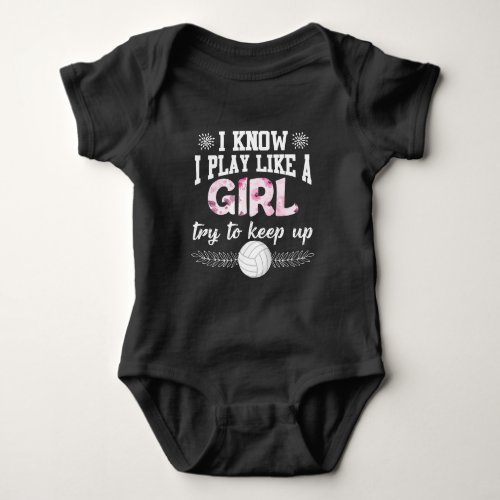 Beach Volleyball Player Play Like A Girl Athletic Baby Bodysuit
