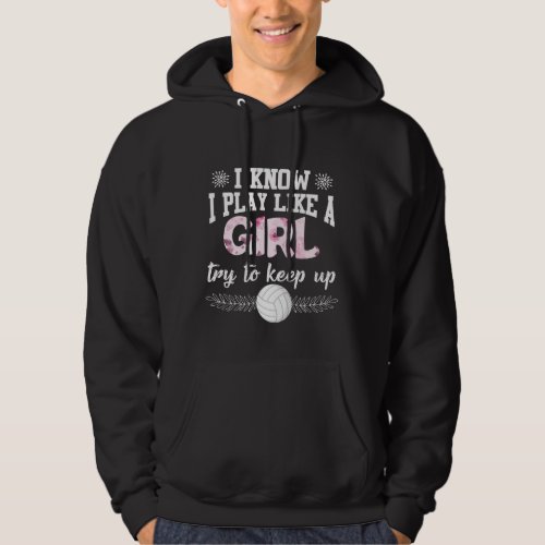 Beach Volleyball Player Play Like A Girl Athletic Hoodie
