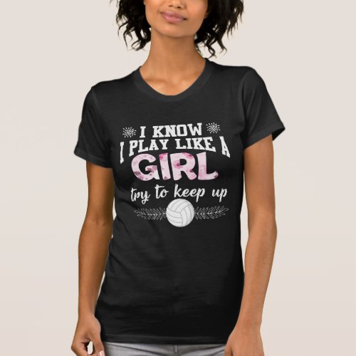Beach Volleyball Player Play Like A Girl Athletic T_Shirt