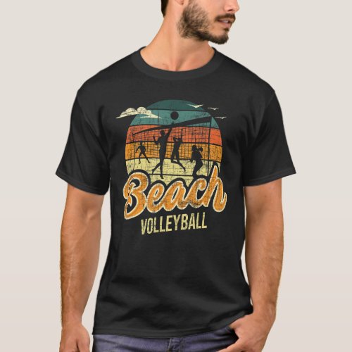 Beach Volleyball   Retro Vintage Athletes Players  T_Shirt