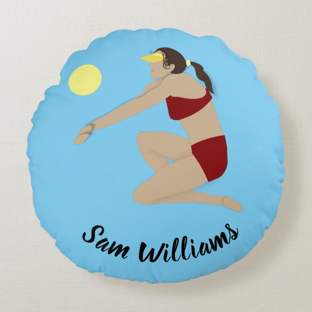 Beach Volleyball Round Pillow (Front)