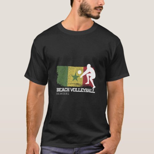 Beach Volleyball Senegal Flag Love Volleyball Play T_Shirt