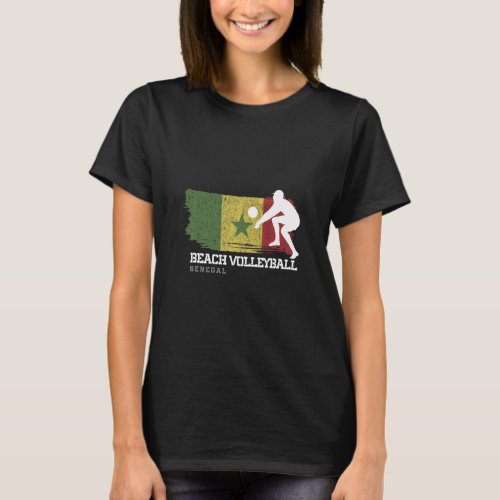 Beach Volleyball Senegal Flag Love Volleyball Play T_Shirt