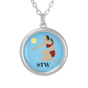 Beach Volleyball Silver Plated Necklace