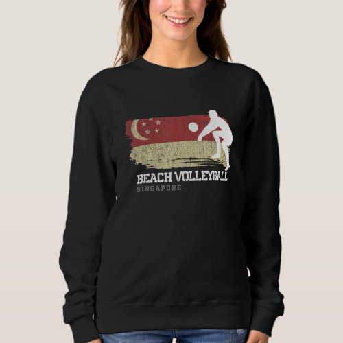 Beach Volleyball Singapore Flag Love Volleyball Pl Sweatshirt