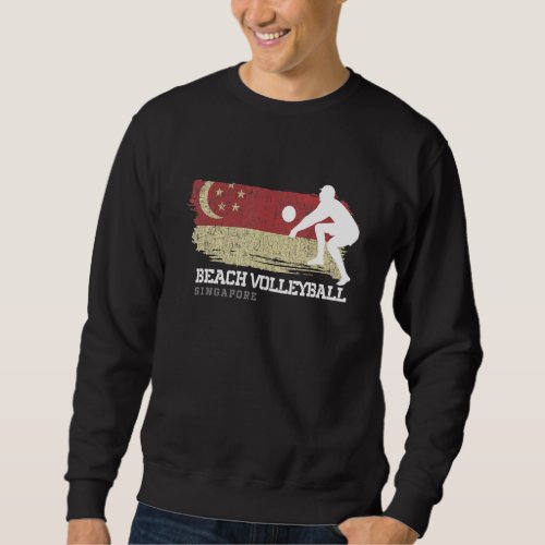 Beach Volleyball Singapore Flag Love Volleyball Pl Sweatshirt