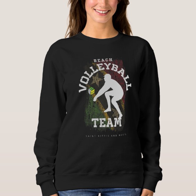 Beach Volleyball St Kittis & Nevis Flag Volleyball Sweatshirt (Front)