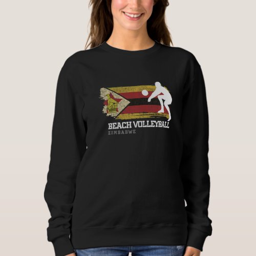 Beach Volleyball Zimbabwe Flag Love Volleyball Pla Sweatshirt