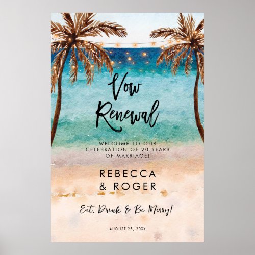 beach vow renewal party welcome sign poster