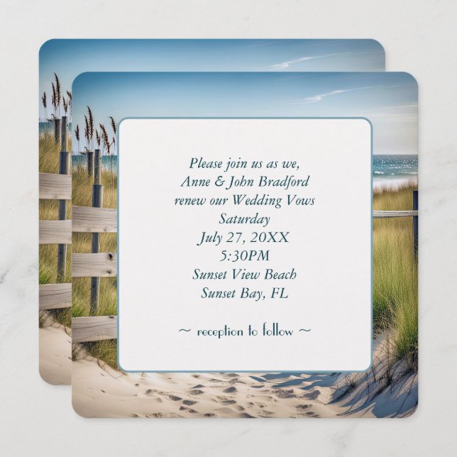 Beach Vow Renewal Wedding  Invitation (Front/Back)