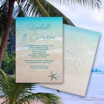 Beach Vows Modern Casual Ceremony Starfish Invitation by millhill at Zazzle