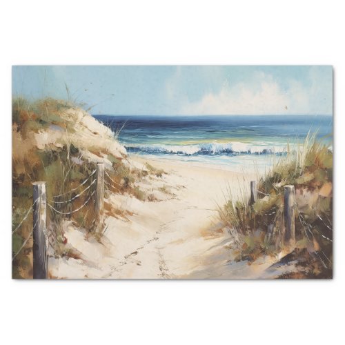 Beach Walk Coastal Landscape Painting Decoupage Tissue Paper