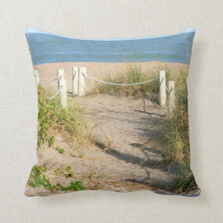 Beach walk dune roped off Florida Beach Color Throw Pillow