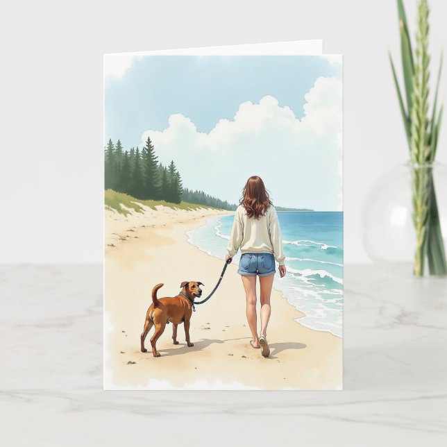 Beach Walk Mothers Day Card (Front)