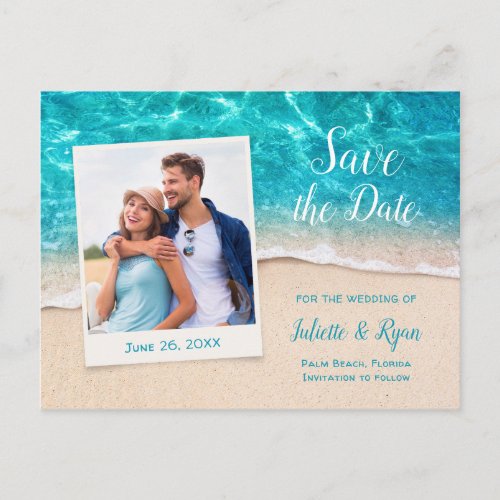 Beach Water and Sand Photo Save the Date Postcard