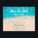 Beach Water and Sand Save the Date Announcement Postcard<br><div class="desc">This modern Save the Date card features a top view of the beach as the waves break in the shore. The design is perfect for a Summer wedding,  a beach wedding,  or a destination wedding. The colors are soothing and warm.</div>