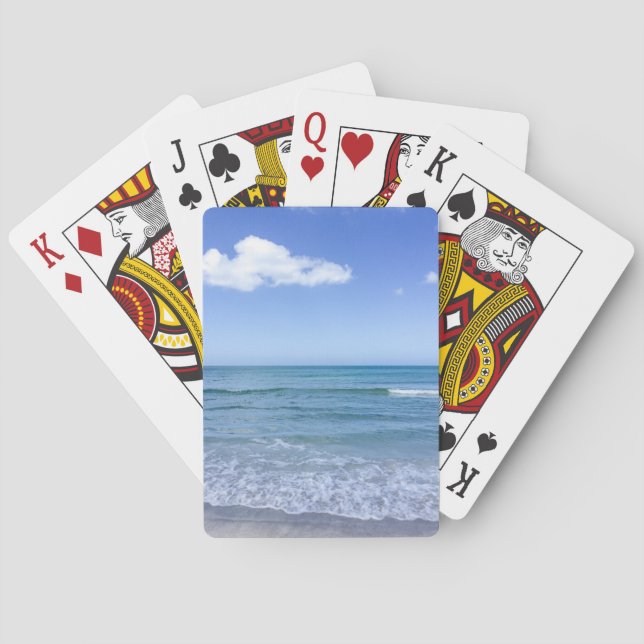 Beach Water Blue Sky White Clouds Background Ocean Poker Cards (Back)